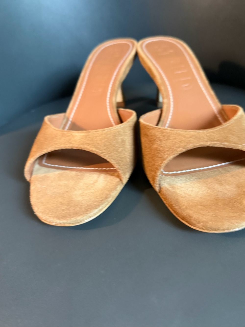 STAUD Caramel Suede Open-Toe Kitten-Heel Mules - Picture 8 of 12
